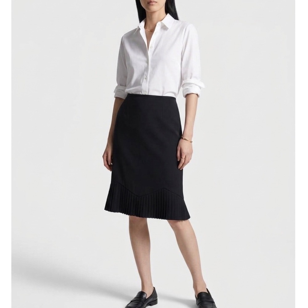 Albert Nipon Women's Black Pencil Skirt Chevron Pleated Hem Size 10 NWT Career